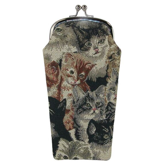 CTM Women's Cat Print Tapestry Glasses Case - Picture 1 of 2